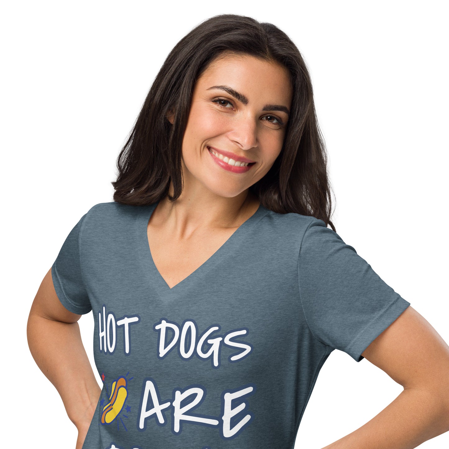 Hot Dogs Are Dogs Women's V-Neck Tee